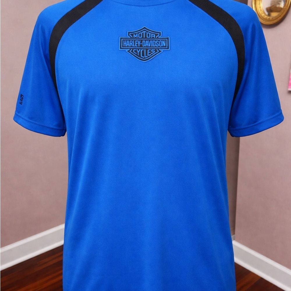 Harley-Davidson Blue Performance Shirt Mens Large Athletic Tee